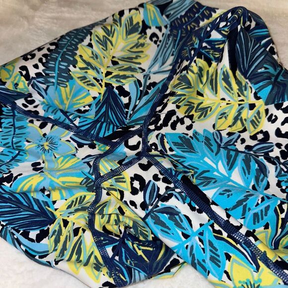 Calvin Klein Performance Womens Large Athletic Leggings Blue Green Abstract EUC - Picture 4 of 9